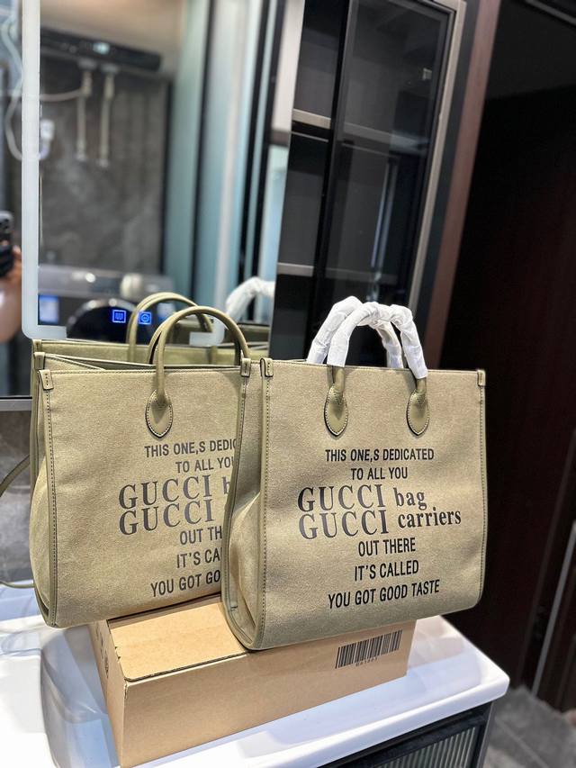 同价 Gucci原版布托特包 购物袋 顶部搭配牛皮 同色系缝线 尺寸约为 43 32 32 43