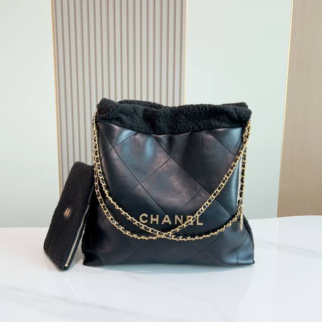 Chanel 香奈儿羊羔毛22Bag22新款垃圾袋链条子母包单肩斜挎手提包女包包尺寸38637Cm