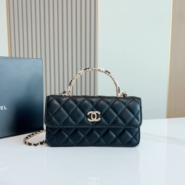 折叠礼盒 Chanel香奈儿23K新款女包珐琅山茶花手柄羊皮链条包手机包斜挎包尺寸18.54.59.5Cm