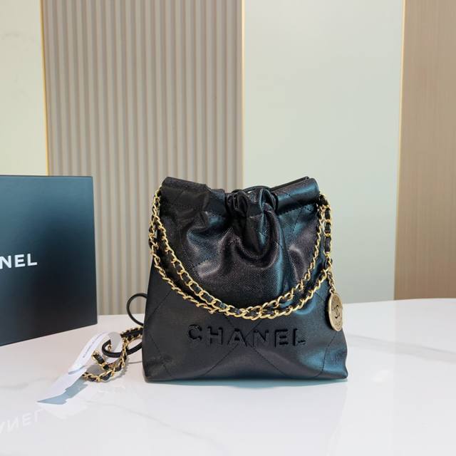 折叠礼盒 Chanel香奈儿23K新款黑银鱼子酱22Bag Mini福袋tote包尺寸23621Cm