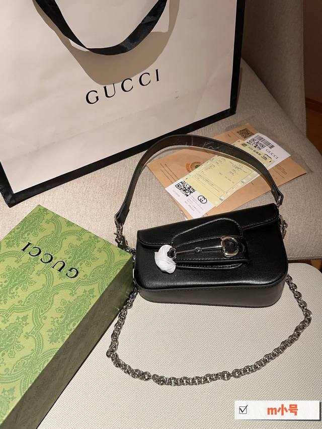 小号 Gucci古奇 Horsebit 新款1955系列不对称腋下包 尺寸20 12 6 礼盒包装