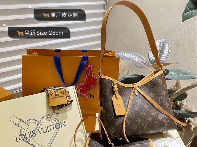 顶级蜜蜡牛皮 折叠礼盒 官网限定飞机箱 送小丝巾 Lv 全新mini Size 25Cm 王炸爆款无论是外观还是实用性都下了功夫的carryall腋下包 自重轻