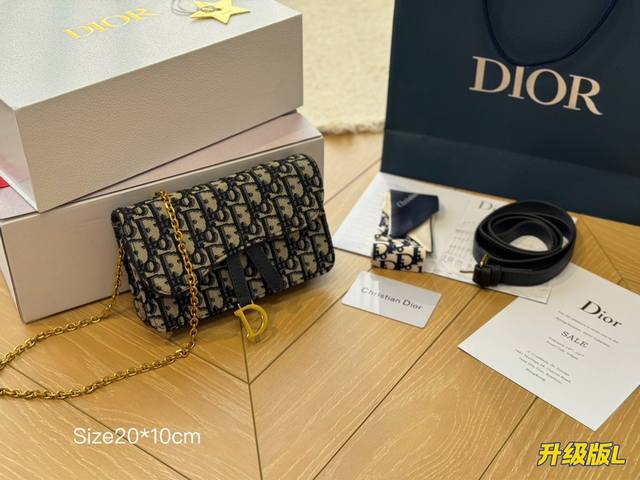 全套包装 Dior小方包woc 新款链条女包单肩包斜挎包 老花帆布 高端定制五金 质感爆棚出货尺寸小号20*10