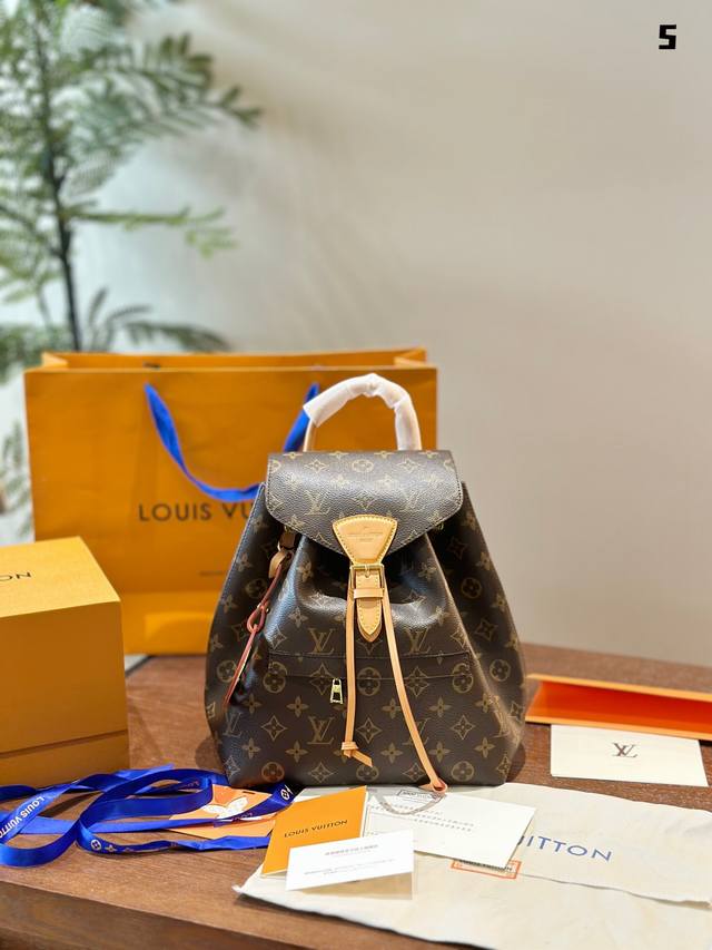 Louis Vuitton Lv路易威登老花双肩包书包背包montsouris M45516 26*30 折叠盒飞机盒包装