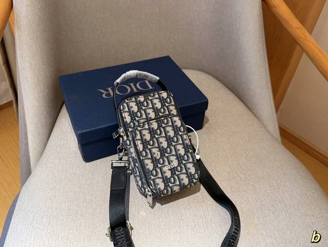 Dior 迪奥 Oblique印花帆布手机包 手提单肩斜挎 尺寸10×18×4 礼盒包装