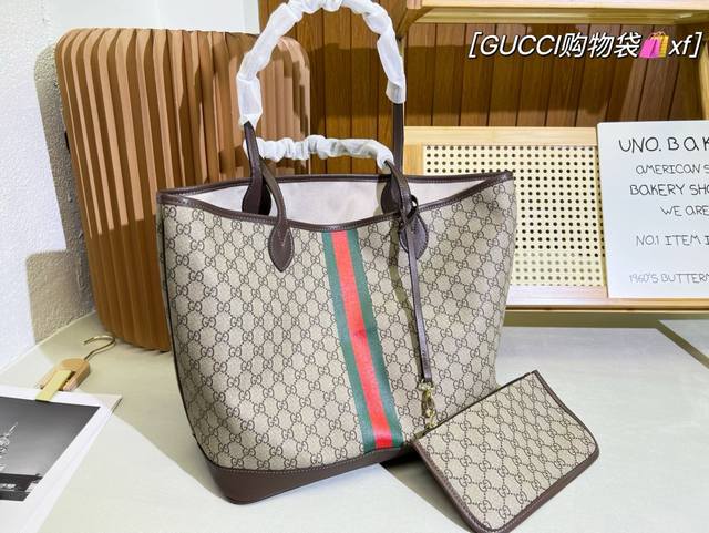 Gucci古奇托特包 子母购物袋二件套 简约高级的一款 好看又实用 超大容量 轻松收纳 尺寸:38*33Cm