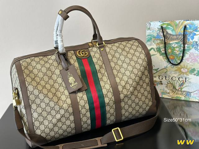 牛皮 Gucci新品旅行袋 男女通用款 大容量 出差出游 不可缺少哦！