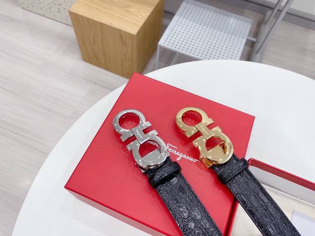 Ferragamo菲拉格慕 皮帶腰帶 將摩登設計與精湛的手工技藝完美結合；打造出風格華貴典雅，實用性和款式並重；手感柔軟舒中，3.5Cm寬 搭配最新原版真空電鍍